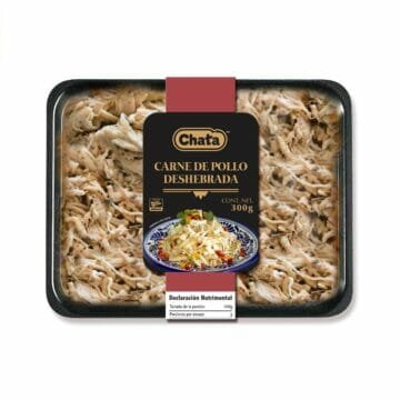 Compra la charola de deshebrada de pollo 300g de Productos Chata y prepara deliciosos platillos.