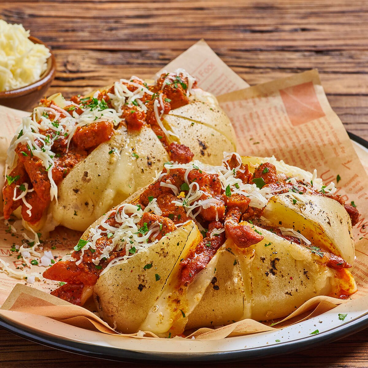 Deliciosa receta de Papa Rellena con Carne al Pastor Chata