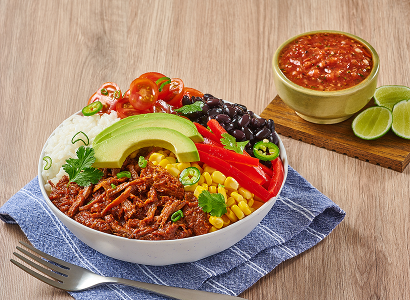receta facil de bowl mexicano con pulled pork