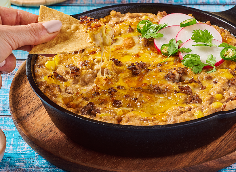 receta facil dip de frijoles con elote